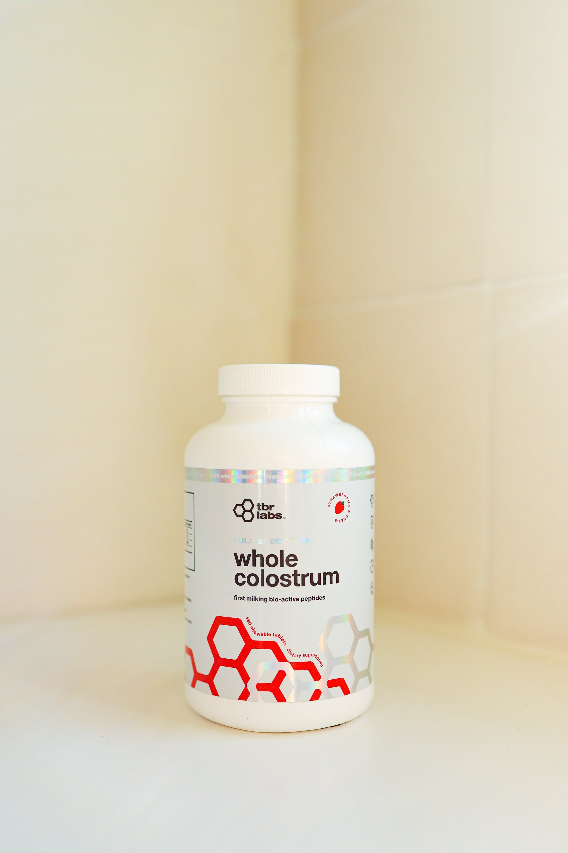 Whole Colostrum: Strawberry Chewable Tablets