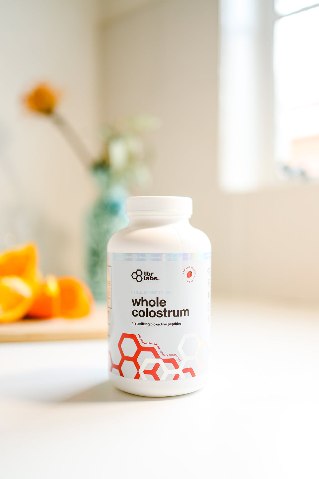 Whole Colostrum: Strawberry Chewable Tablets